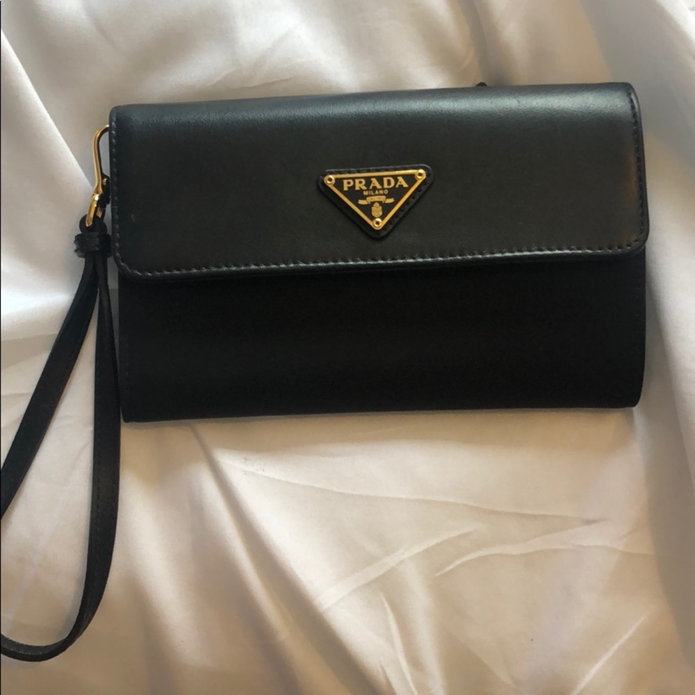 Prada 1M1438 Black Wristlet Wallet